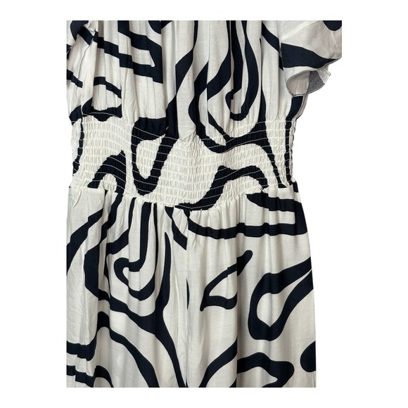 Anthropologie Kindred Navy White Zebra Abstract Jumpsuit Women Size Medium‎ - Picture 3 of 7